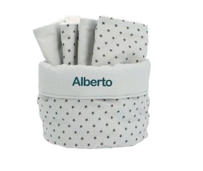 Basket with Personalized Mini Star Grey Dribble Bib