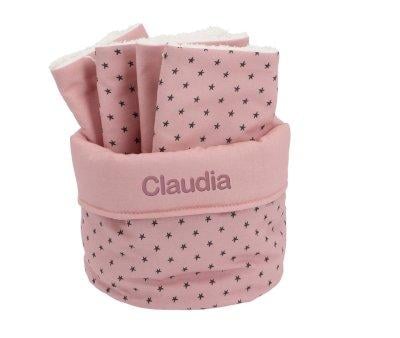 Cesta Personalizzabile + 4 Salviettine Mini Star Pink