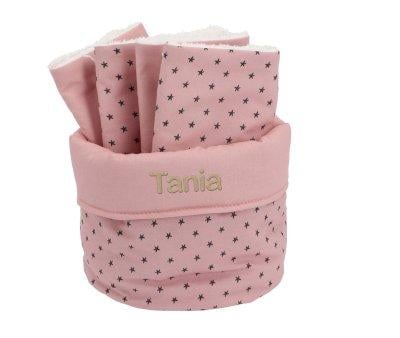 Cesta Personalizzabile + 4 Salviettine Mini Star Pink