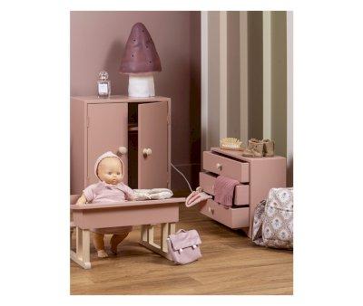 Commode Ambroise pour Poupes en Bois Vieux Rose poudr avec 3 Tiroirs