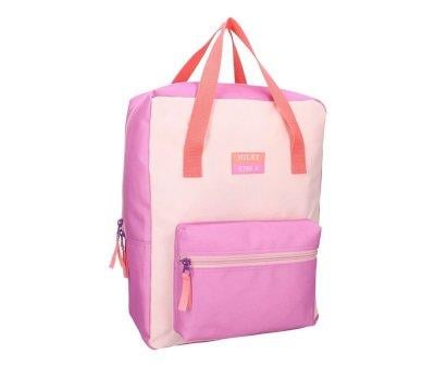 Mochila Escolar Milky Kiss Bright Vibes Fucsia Personalizable