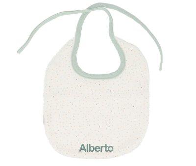 Babete Algodo Verde Rainbow Dots Personalizvel