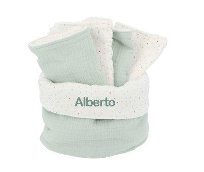 Cesta con Secababitas Rainbow Dots Verde Personalizable
