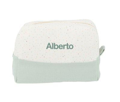 Large Toiletry Bag Rainbow Dots Green Personalised