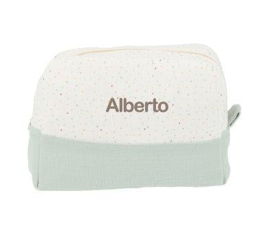 Large Toiletry Bag Rainbow Dots Green Personalised