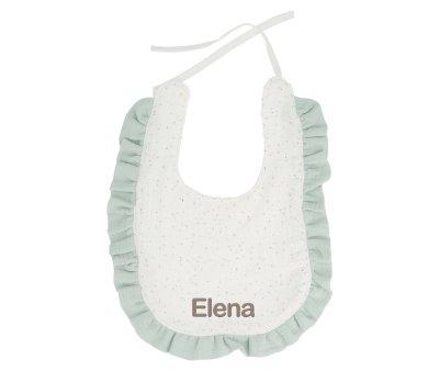 Babero Algodn Volante Rainbow Dots Verde Personalizable