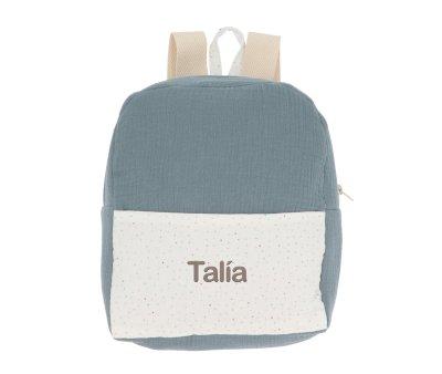Rainbow Dots Blue Personalised Backpack