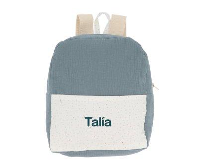 Rainbow Dots Blue Personalised Backpack