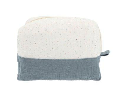 Large Toiletry Bag Rainbow Dots Blue Personalised