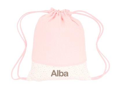 Mochila Saco Rainbow Dots Rosa Personalizable