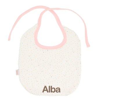 Babete de algodo rosa Rainbow Dots personalizvel