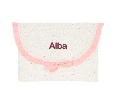 Bolsa Muda de Roupa Personalizvel Rainbow Dots Rosa