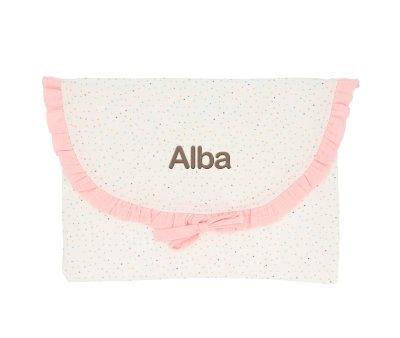 Bolsa Muda de Roupa Personalizvel Rainbow Dots Rosa