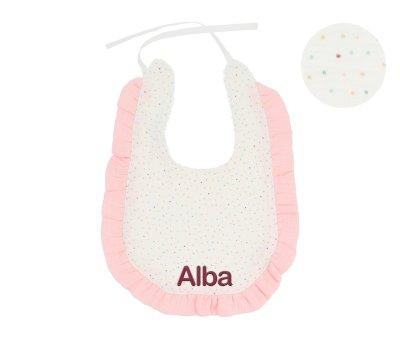 Babero de algodo Folho Personalizvel Dots Rosa