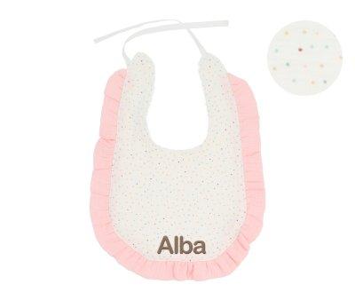 Babero de algodo Folho Personalizvel Dots Rosa