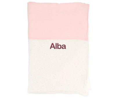 Couverture Coraline Rainbow Dots Rose Personnalisable