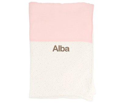 Couverture Coraline Rainbow Dots Rose Personnalisable
