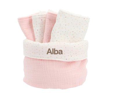 Cesta con Secababitas Rainbow Dots Rosa Personalizable
