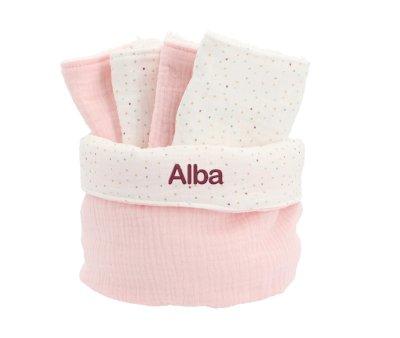 Cesta con Secababitas Rainbow Dots Rosa Personalizable