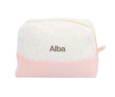Large Necessaire Pink Rainbow Dots Personalised