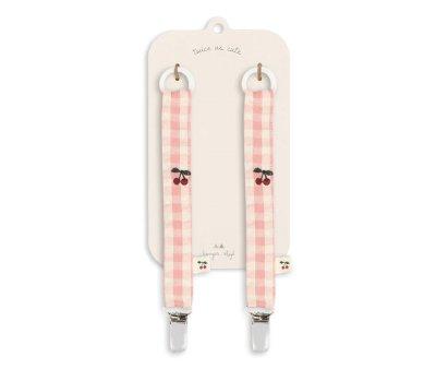 2 Pacifier Holders Powder Pink Check