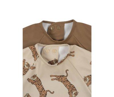 Pack of 2 Waterproof Bibs with Sleeves Tiger / Toasted Coconut