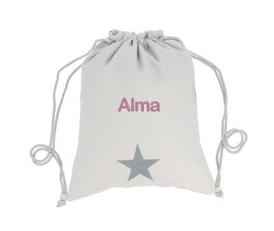 Mochila Saco Personalizada Piqu Estrella Gris