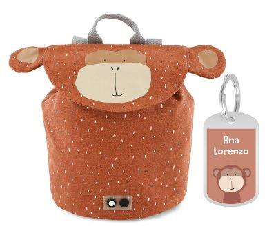Mini Backpack Mr. Monkey with Personalized Keychain