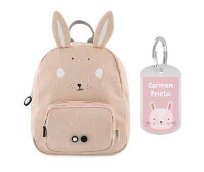 Mochila Trixie PEQUEA Mrs. Rabbit con Llavero Personalizado