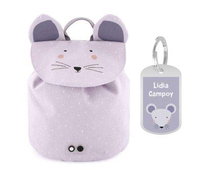 Mini Backpack Mrs. Mouse with Personalized Keychain
