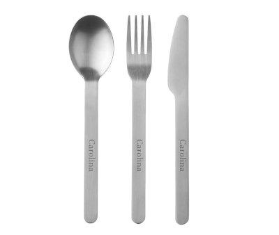 3 Personalised Cutlery with Vivid Blue Case