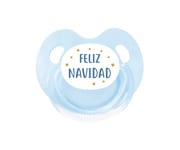 Chupete Retro Azul Feliz Navidad Estrellas