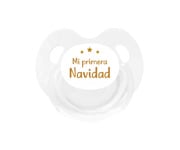 Chupete Retro Blanco Mi Primera Navidad Mostaza