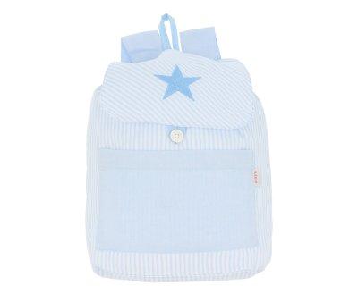 Mochila Pequena Personalizada Listras Azul com Estrela