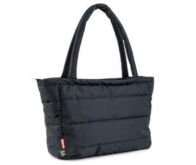 Bolsa Tote Acolchoada preta com Muda Fraldas