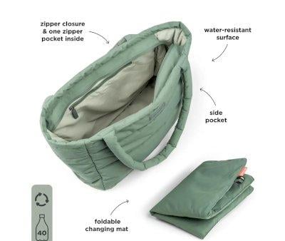 Quilted Green Tote Bag with Changing Mat