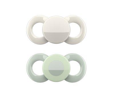 2 Day & Night Anatomical Pacifiers Green Beige Circle