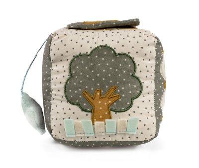Cubo Blandito de Actividades Sonajero Poppy Musgo