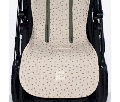 Stroller Seat Cushion Hearts Poppy Moss