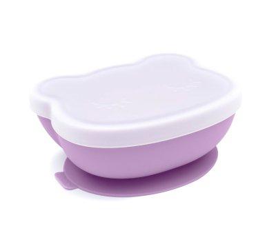 Bol  Ventouse et Couvercle Ours Lilac