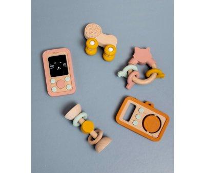 Telfono Madera Silicona Mrs.Cat para Bebs