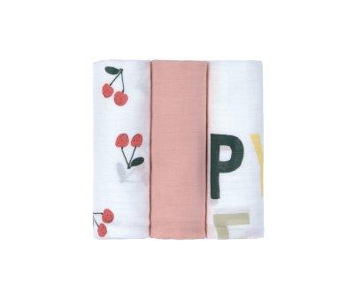 Pack 3 Muselinas Happy Fruits Cherry 80 cm