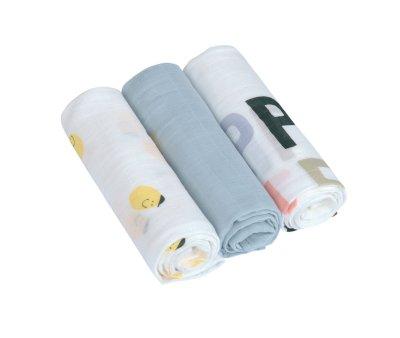 Pack of 3 Happy Fruits Lemon Muslins 80 cm