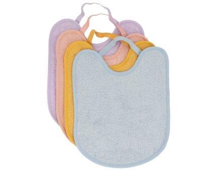 Lot de 4 Bavoirs en Coton ponge Blue/Mustard/Rose/Mauve