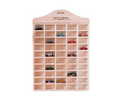 Small wooden shelf for small cars