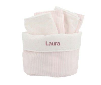 Cesta con secababitas Dorset Rosa Personalizable