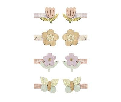 8 Mini Pinzas de Pelo Flores