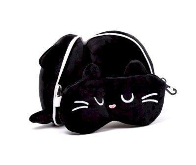 Coussin de Voyage avec Masque Relaxeazzz Feline Fine Cat