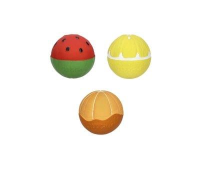 Ensemble de 3 Balles Sensorielles, Anneau de Dentition et Jouet de Bain Fruit Salad