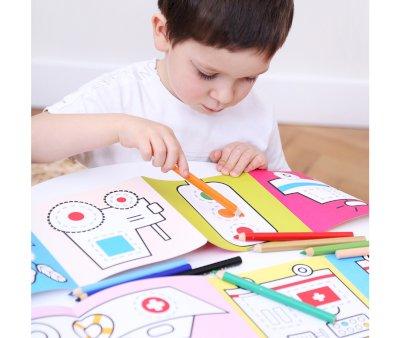 Livro para colorir Looong Vehicles at Work